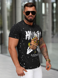 T-shirt męski slim fit czarny OZONEE JS/8B1389/3