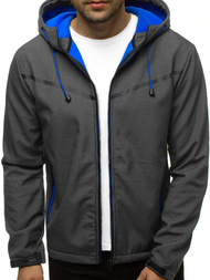Kurtka softshell męska z kapturem grafitowa OZONEE JS/KS2194