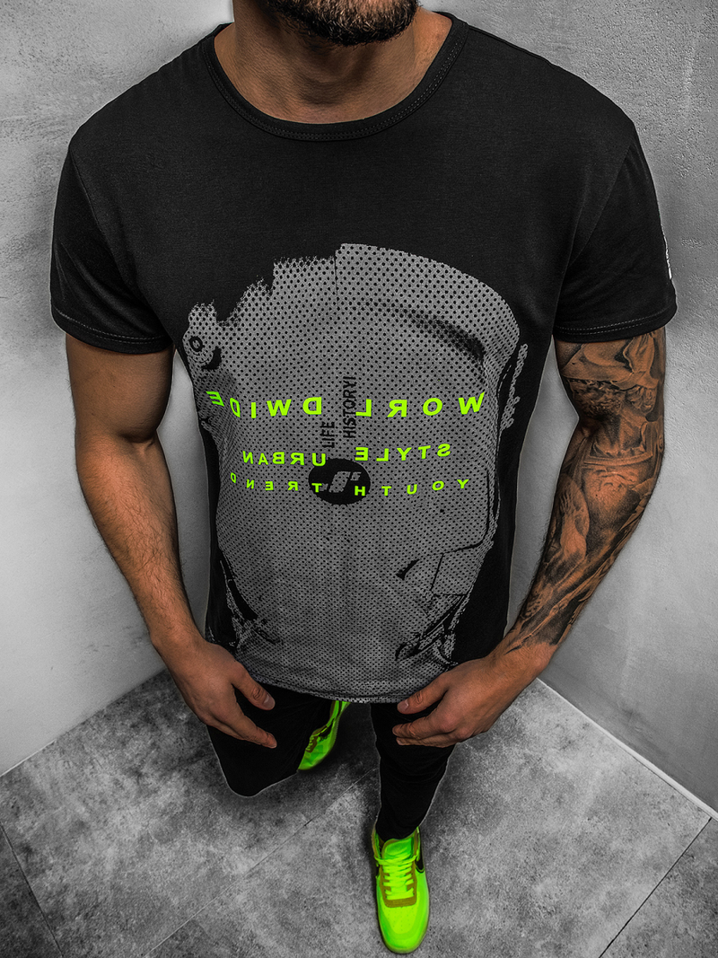 T-Shirt męski czarny OZONEE JS/SS10931Z