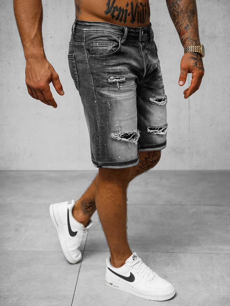 Spodenki męskie jeansowe czarne OZONEE O/VIP-2438K