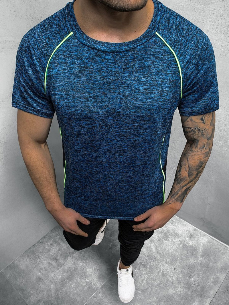 T-Shirt męski bez nadruku granatowy OZONEE JS/HM085/50