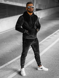 Komplet dresowy męski welurowy czarny OZONEE O/3A82Z