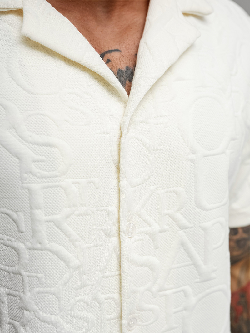 Koszula męska z krótkim rękawem ecru OZONEE O/B2256