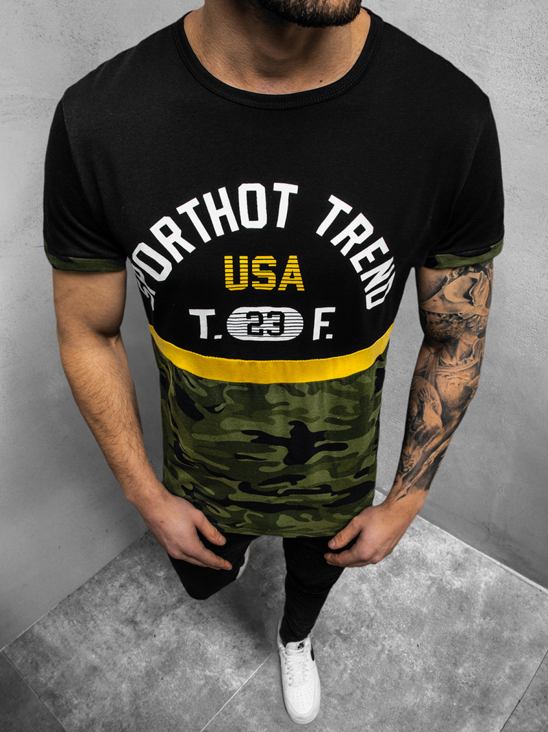 T-Shirt męski czarny OZONEE JS/SS10983Z