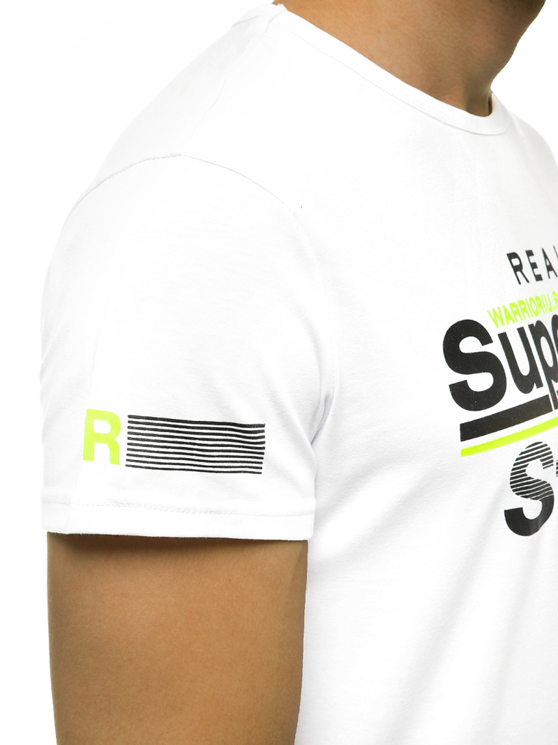 T-Shirt męski z nadrukiem biały OZONEE JS/SS10903Z