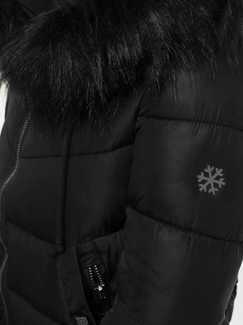Kurtka zimowa damska parka z futerkiem czarna OZONEE O/SW028/1