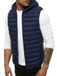 Kamizelka męska pikowana z kapturem granatowa OZONEE JS/LY36