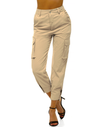 Spodnie damskie joggersy beżowe OZONEE O/HM002