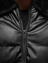 Kurtka zimowa męska skórzana czarna OZONEE O/M795Z