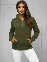 Bluza damska rozpinana z kapturem khaki OZONEE JS/W03Z