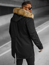 Kurtka zimowa męska parka z futerkiem czarna OZONEE JD/390Z