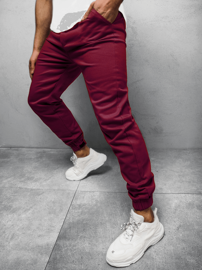 Spodnie męskie chino joggery bordowe OZONEE C/109