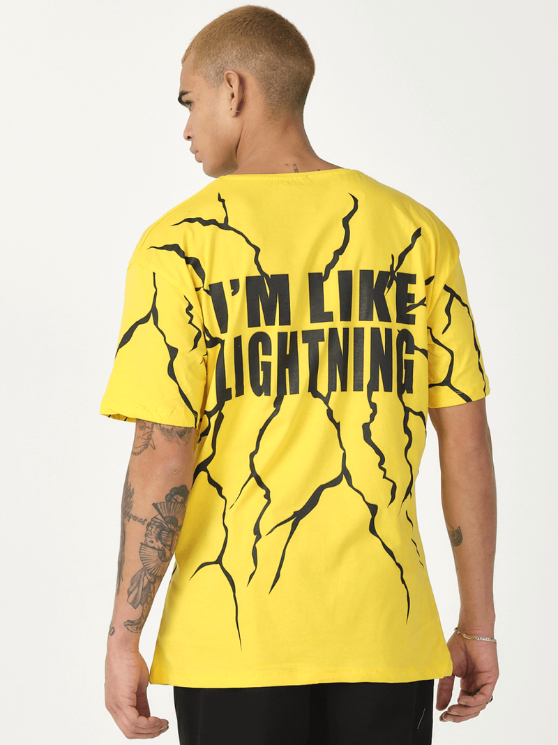 T-Shirt męski z nadrukiem żółty OZONEE MR/21537