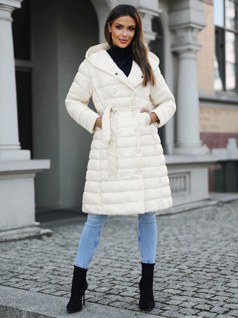 Жіноче пальто екрю OZONEE JS/5M3159/254