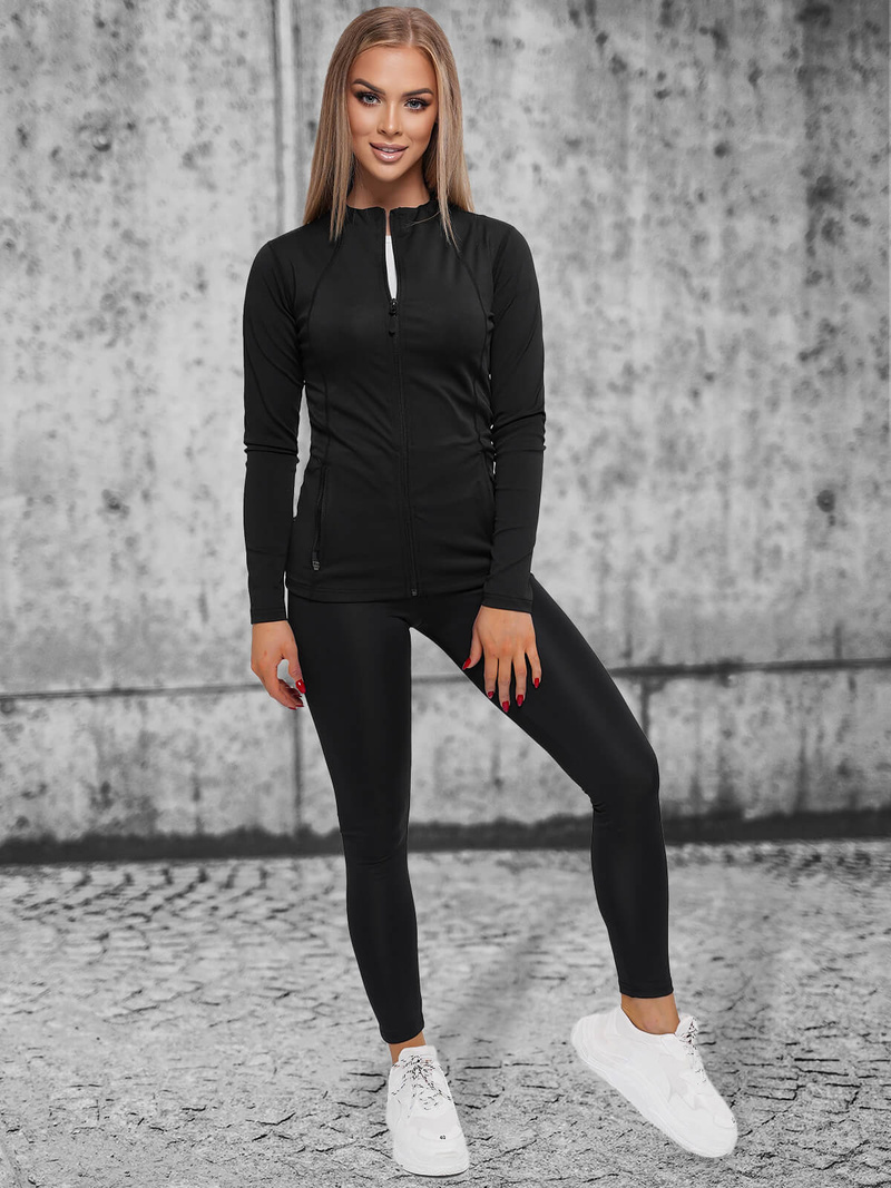 Bluza damska rozpinana czarna OZONEE JS/HD152/1Z