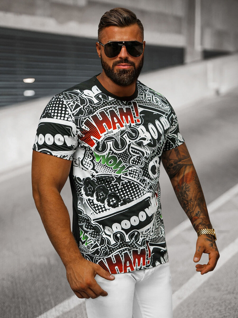 T-shirt męski czarny OZONEE O/T137/3