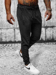 Spodnie dresowe męskie welurowe czarne OZONEE JS/8K1172/3