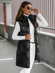 Kamizelka damska długa pikowana czarna OZONEE JS/5M3186/392Z