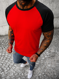 T-shirt męski czerwono-czarny OZONEE JS/8T82/8