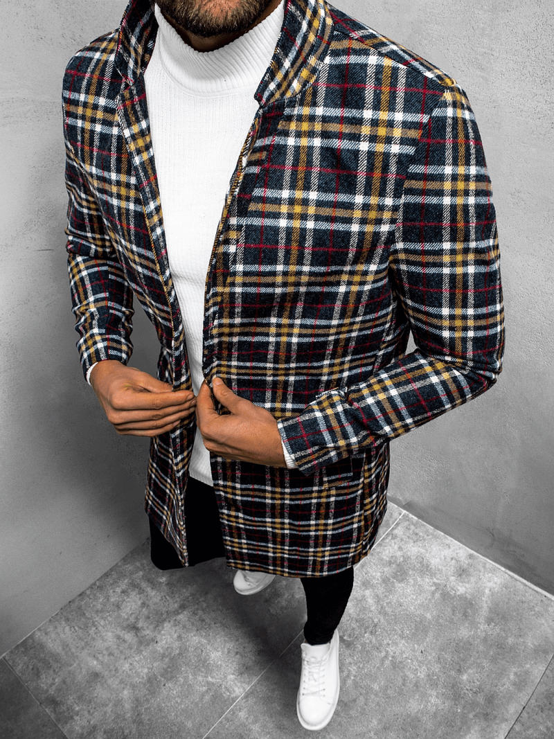 Пальто чоловіче темно-синій і бежевий OZONEE O/5628