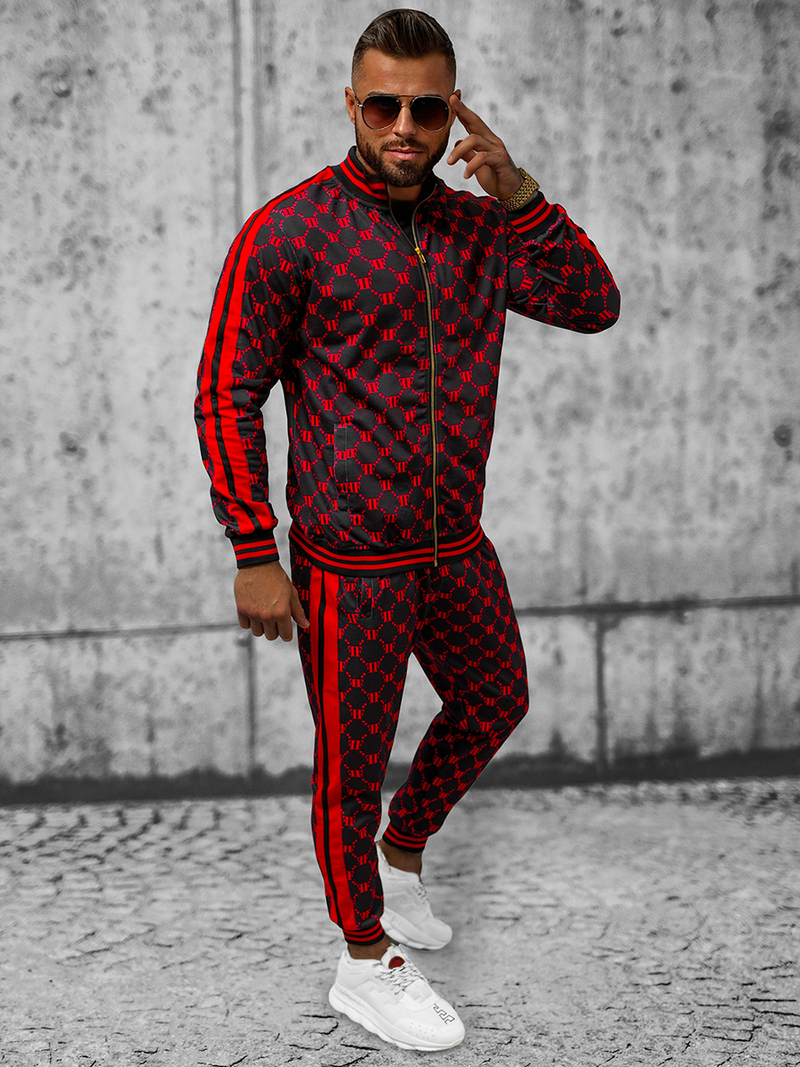 Спортивний костюм чоловічій Чорно-Червоний OZONEE O/12136