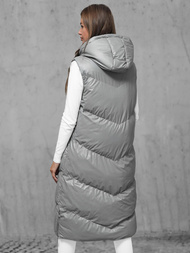 Kamizelka damska długa skórzana szara OZONEE JS/5M3183/105