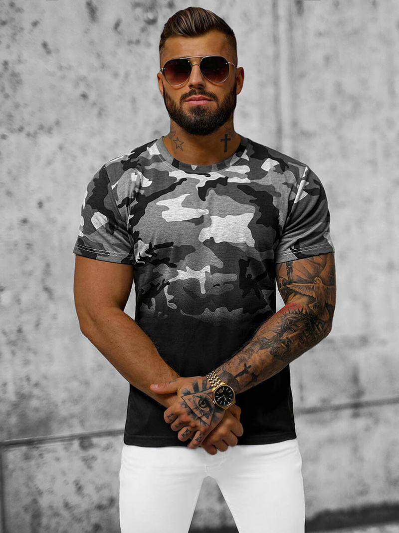 T-shirt męski szary OZONEE JS/8T86/2Z