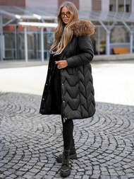 Kurtka zimowa damska z futerkiem czarna OZONEE O/5M3229/392