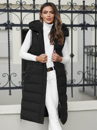 Kamizelka damska długa pikowana czarna OZONEE JS/5M3157/392Z