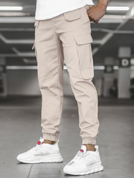 Spodnie męskie chino joggery ecru OZONEE MACH/5012