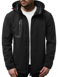 Kurtka softshell męska z kapturem czarno-czerwona OZONEE GE/12267