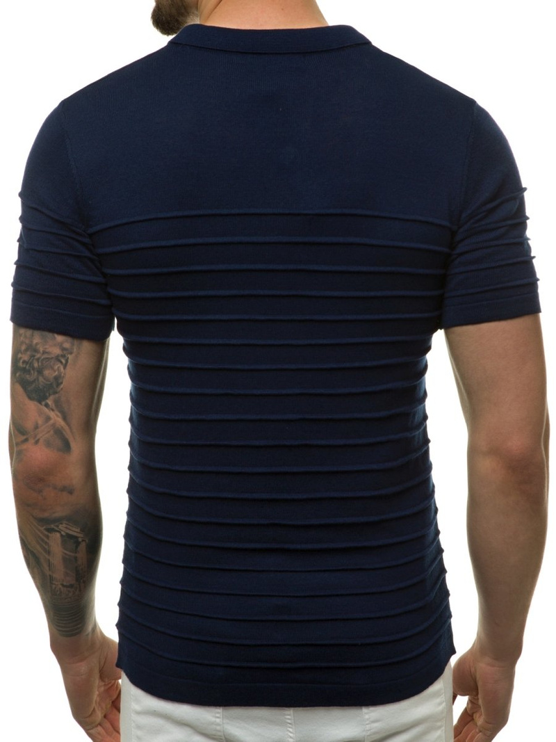 Bluzka polo z dzianiny, krótki rękaw męska granatowa OZONEE L/2318