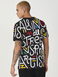 T-Shirt męski z nadrukiem czarny OZONEE MR/21518