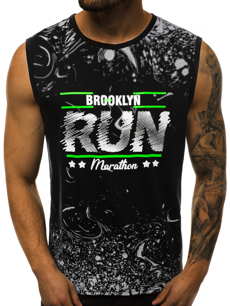 T-Shirt bez rękawów męski czarny OZONEE JS/KS2075