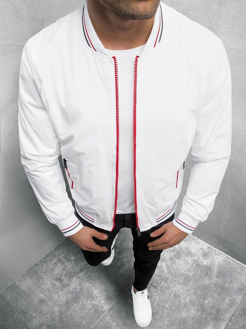 Kurtka przejściowa męska bomberka biała OZONEE N/6708