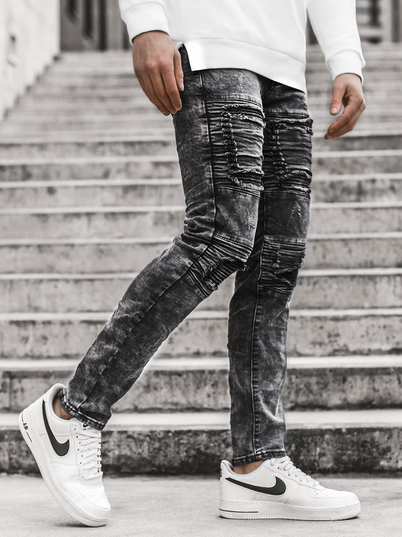 Spodnie męskie jeans czarne OZONEE V/19286