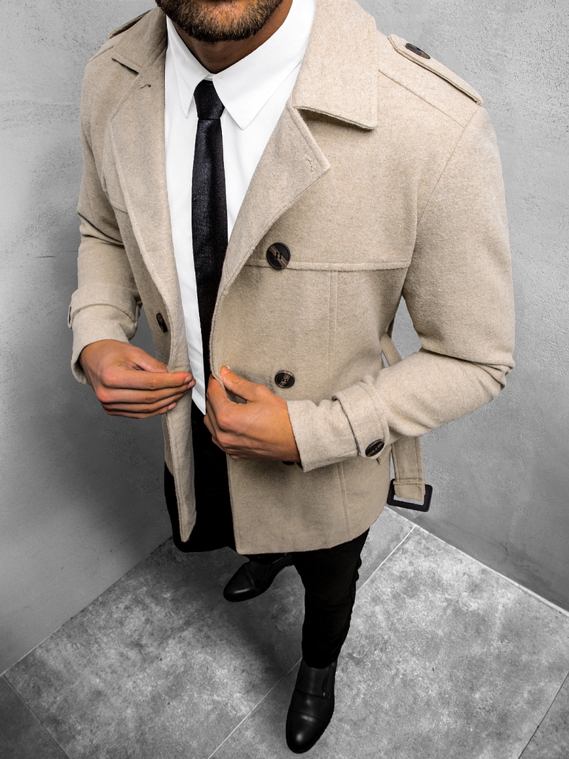 Пальто чоловіче темний Кремовий OZONEE O/5627