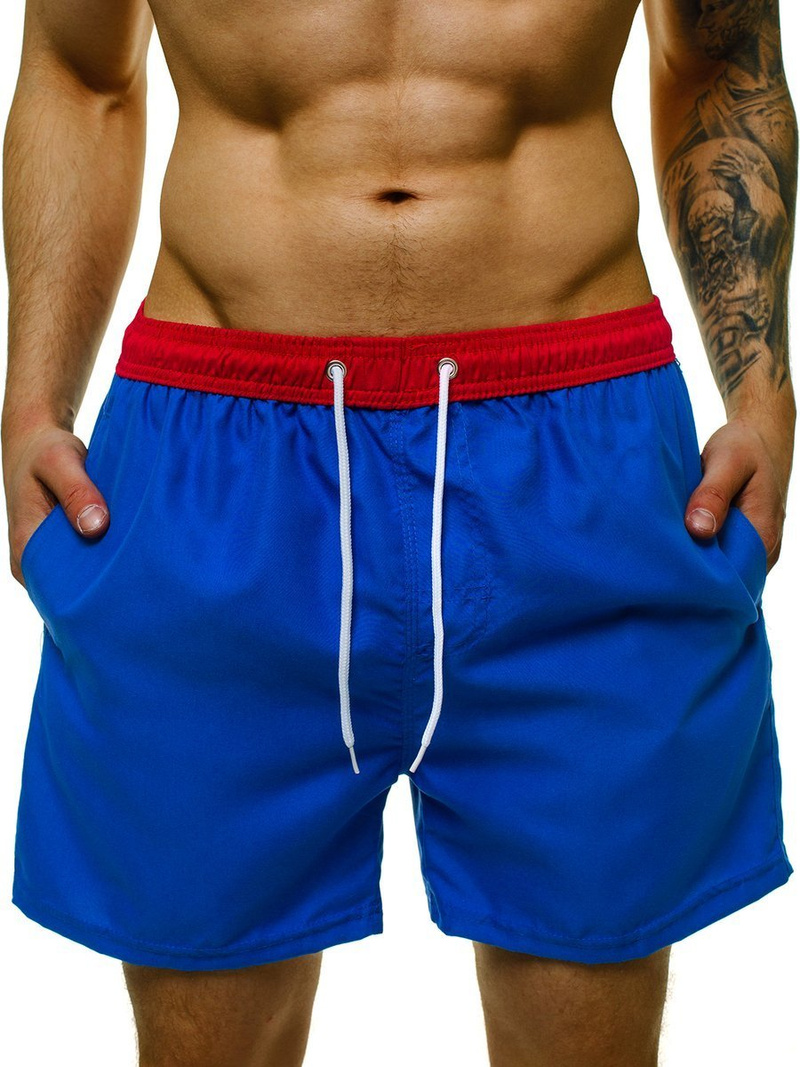 Spodenki kąpielowe męskie niebiesko-czerwone OZONEE ST005-3