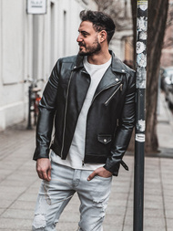 Kurtka skórzana męska ramoneska czarna OZONEE O/5625Z