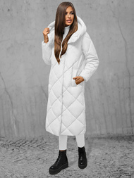 Kurtka zimowa damska długa pikowana biała OZONEE JS/5M3173/281