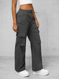 Spodnie damskie z szeroką nogawką grafitowe OZONEE O/TT00393