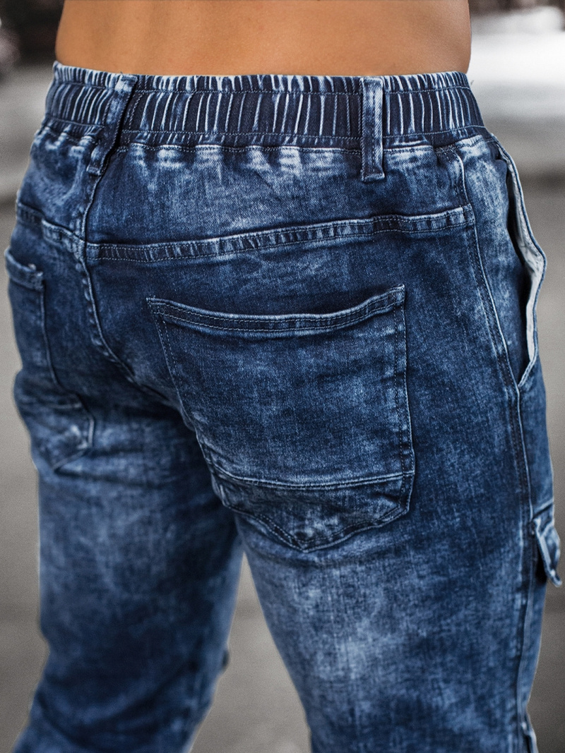 Spodnie jeansowe joggery męskie niebieskie OZONEE DR/TF070