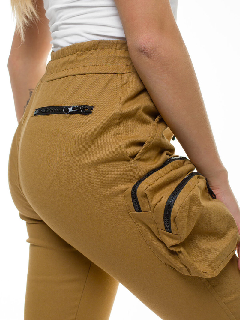 Spodnie damskie chino joggery camelowe OZONEE O/802