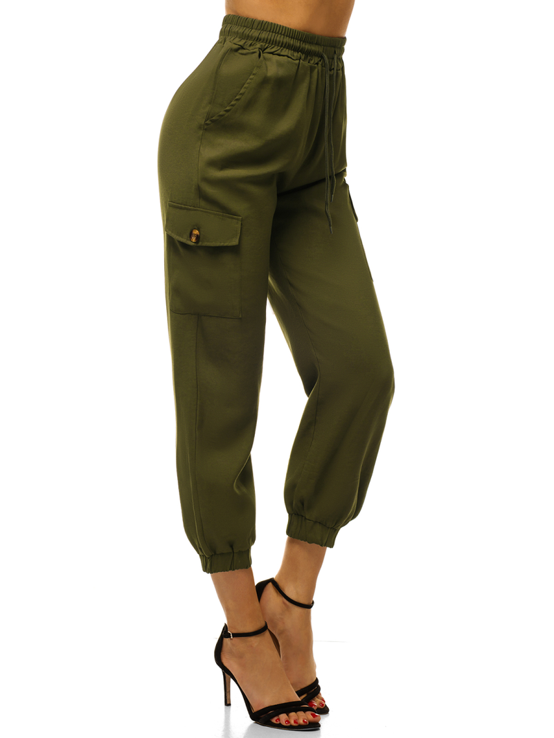 Spodnie damskie joggersy khaki OZONEE O/HM003