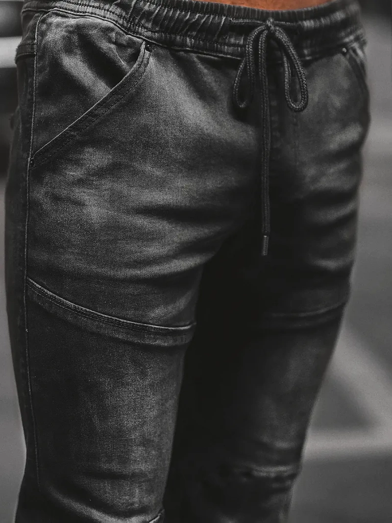 Spodnie jeansowe joggery męskie czarne OZONEE NB/MP0011NZ