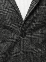 Płaszcz męski w kratę szaro-grafitowy OZONEE O/5628