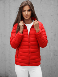 Kurtka przejściowa damska pikowana czerwona OZONEE JB/JP1141Z