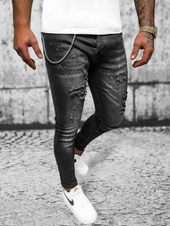 Spodnie jeansowe męskie czarne OZONEE O/MB465