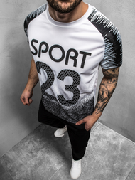 T-Shirt męski biało-czarny OZONEE JS/KS2068Z
