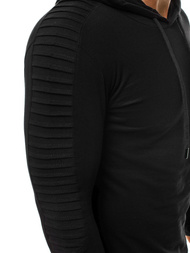 Longsleeve z kapturem męski czarny OZONEE MECH/2148TZ